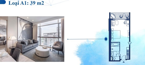 Thiết kế chi tiết căn hộ loại A1 39 m2