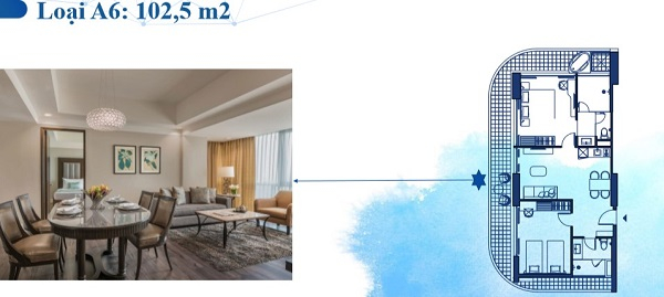 Thiết kế chi tiết căn hộ loại A6 102,5 m2